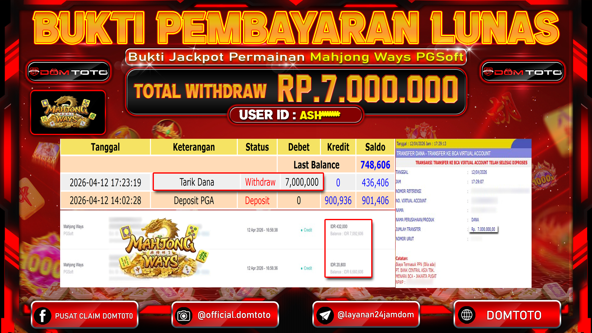 JACKPOT SLOT Mahjong Ways PGSoft 12 APRIL 2026